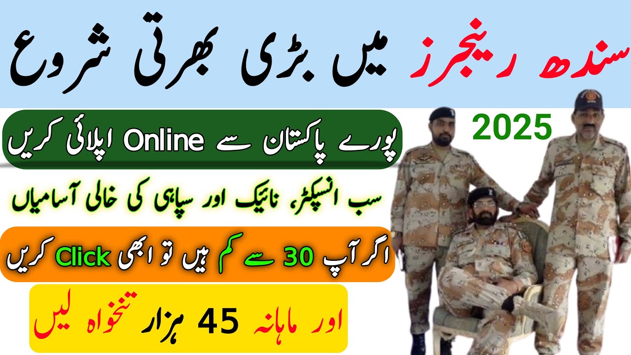 Latest Pakistan Rangers Teaching Posts Karachi 2025